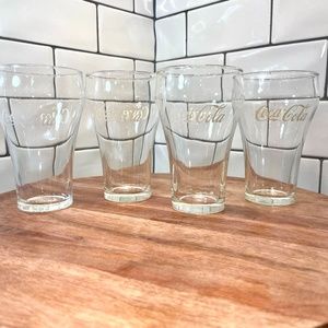 Vintage Enjoy Coca-Cola clear glass with white lettering drink ware 5" 10oz.
